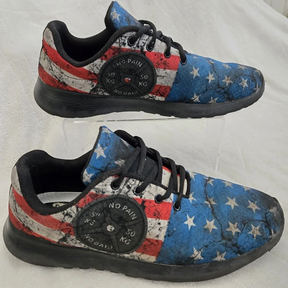 Raad‎ Men's Sneakers No Pain No Gain American Flag Shoes Sz 11 Holiday Festival